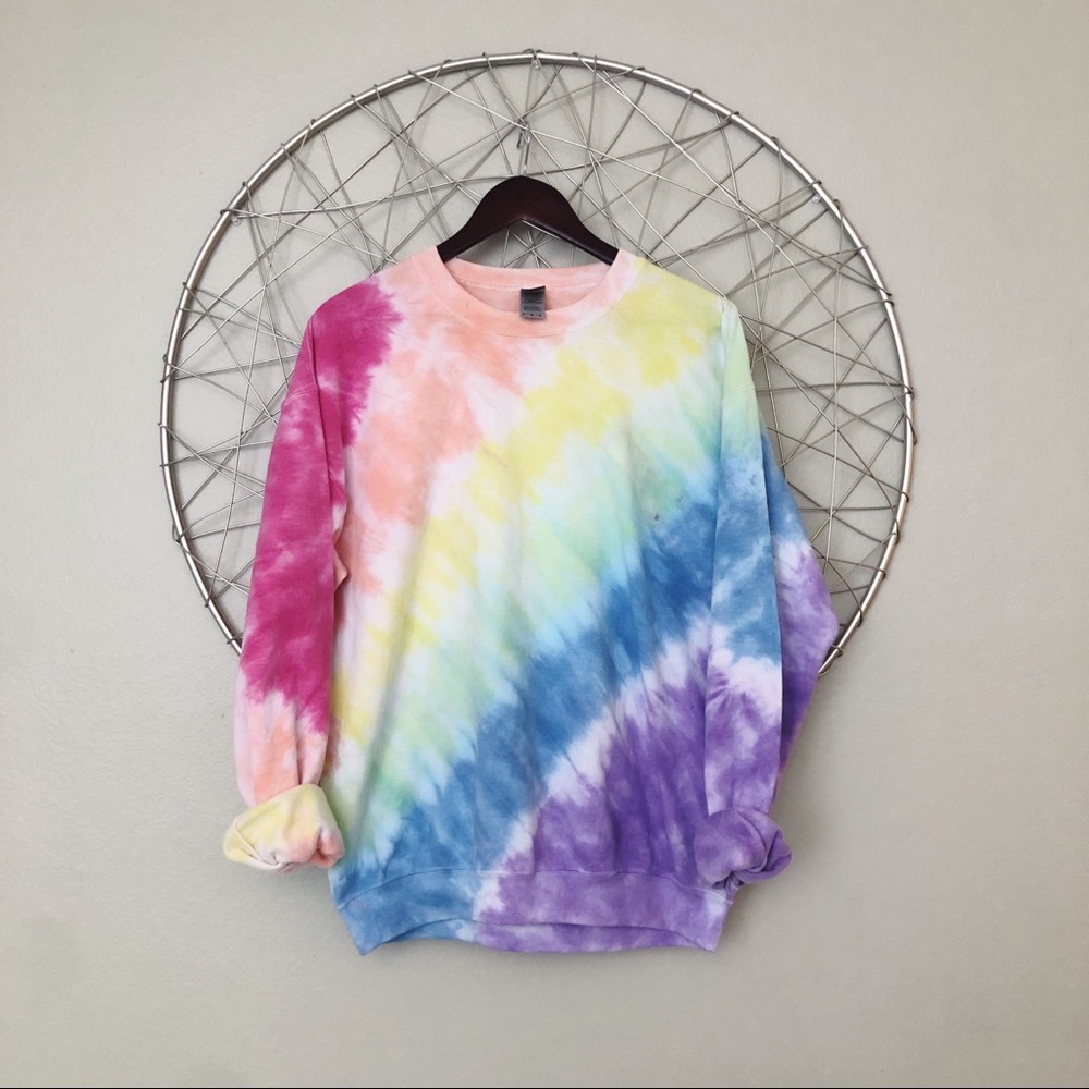 NEW diagonal rainbow tie dye sweatshirt